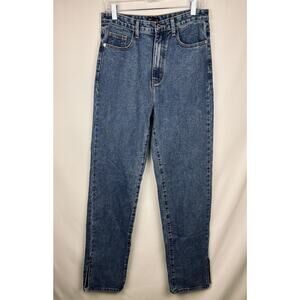 Pretty Little Thing Women’s Blue Split Hem Straight Leg Jeans Sz 6 NWT